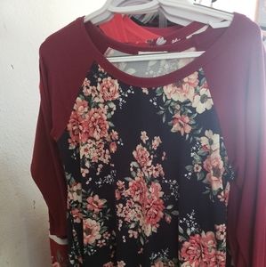 3/4 flower shirt